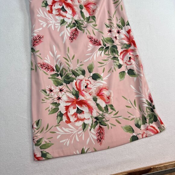 ALYX Midi Dress Sz 10 Sleeveless Pink White Floral Flowers Polyester Spandex - Picture 6 of 16